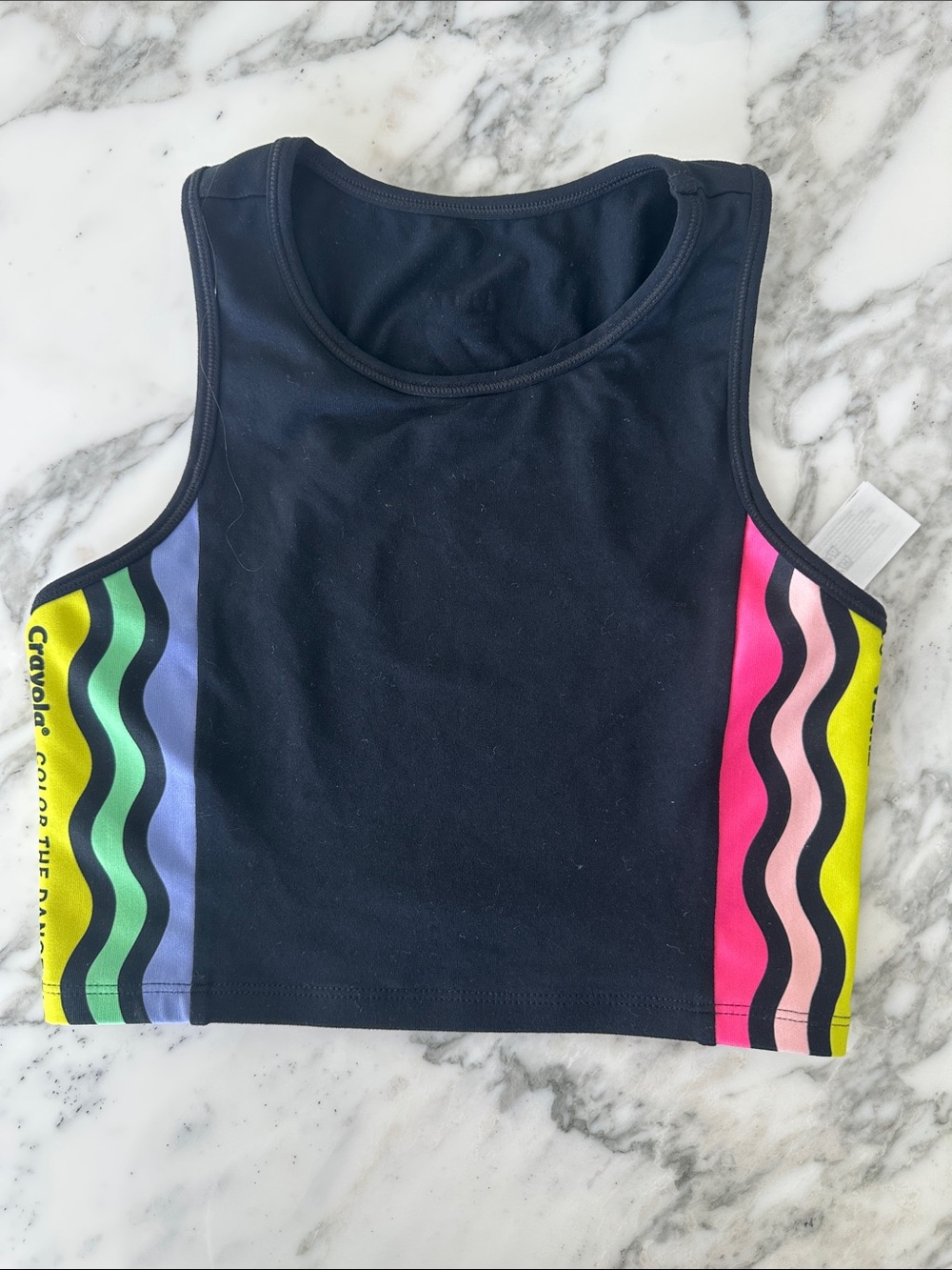 Zumba x Crayola Black Wavy Stripe Tank Small Color the Dance Floor